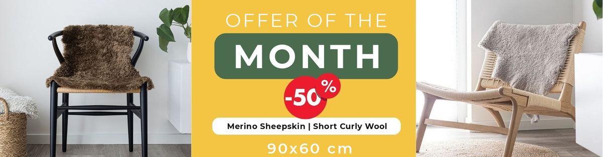 Offer of the month: 50% off the Merino Sheepskin, short wool, 90x60 cm