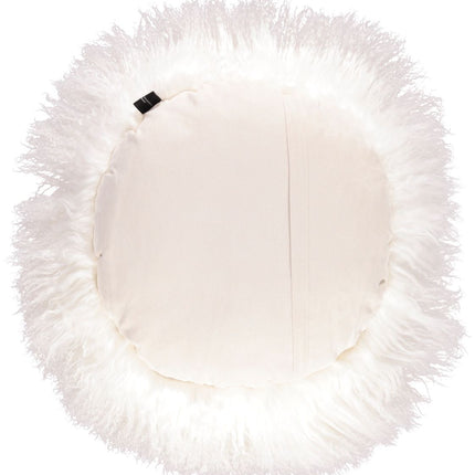 Curly Cake Cushion | Tibetan Lambskin | D38 cm Ivory