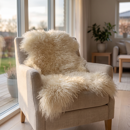 Icelandic Sheepskin | Long Wool | 90 cm Natural Creamy White