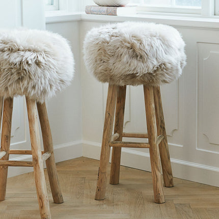 Long Wool Stool Cover | Ø35xH17 cm Black