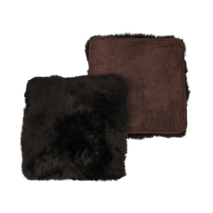Seat Cover | With Backing | Long Wool | New Zealand | 40x40 cm Chocolate