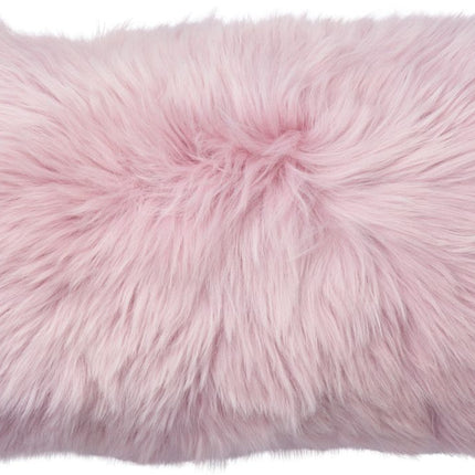 Long-Wool Sheepskin Cushion | Doublesided | New Zealand | 25x50 cm Coral Silver Pink