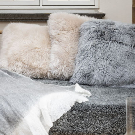 Sheepskin Cushion | Long Wool | New Zealand | 50x50 cm Light Grey