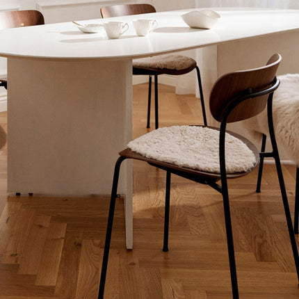 Short Wool Curly Sheepskin Seat Cover | Ø34 cm Moon Light