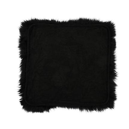 Seat Cover | With Backing | Long Wool | New Zealand | 40x40 cm Black