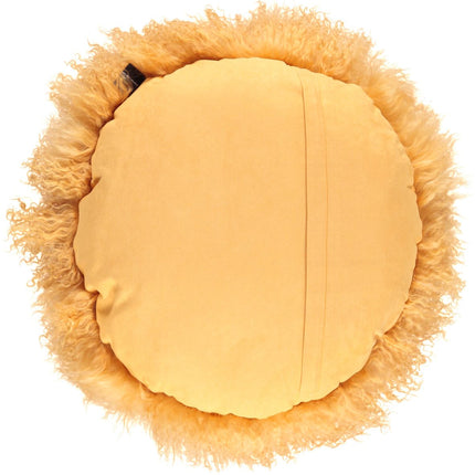 Curly Cake Cushion | Tibetan Lambskin | D38 cm Imperial Yellow