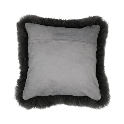 Sheepskin Cushion | Long Wool | New Zealand | 50x50 cm Steel