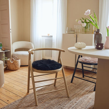 Premium Seat Cover | Long Wool | New Zealand | D34 cm Black