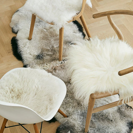 Long Wool Sheepskin Seat Cover | 40x40 cm Off White