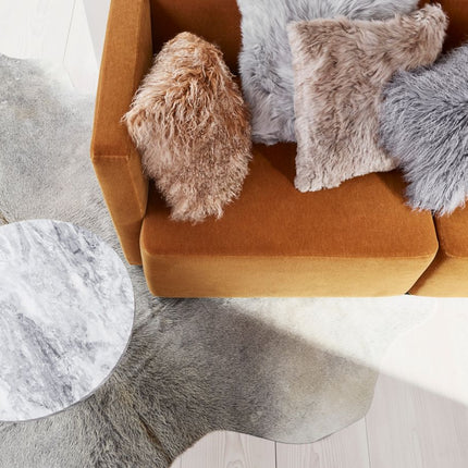Curly Cushion | Mongolian Sheepskin Cloud Grey/Snow Top