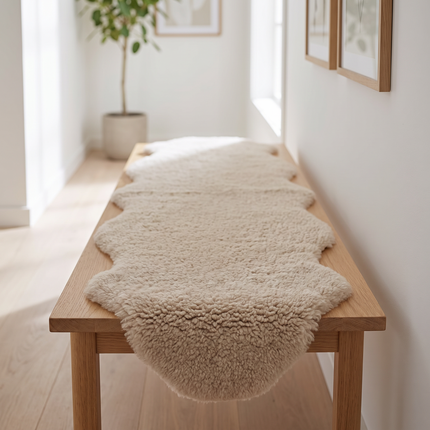  Double Sheepskin Rug | New Zealand | Short Wool curly | 170x60 cm Taupe