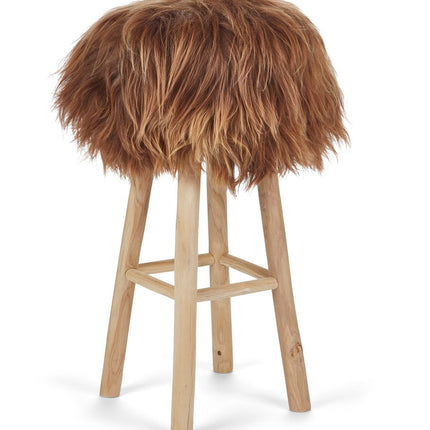 Long-Wool Stool Cover	| Icelandic Sheepskin Rusty Brown