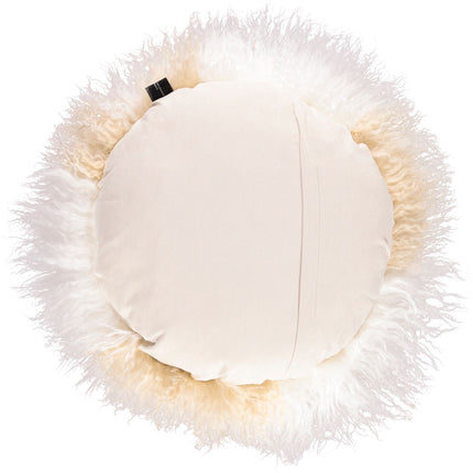 Curly Cake Cushion | Tibetan Lambskin | D38 cm Arctic Sunrise/Ivory