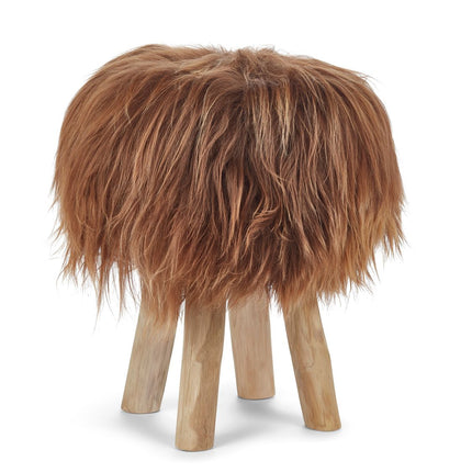 Long-Wool Stool Cover	| Icelandic Sheepskin Rusty Brown