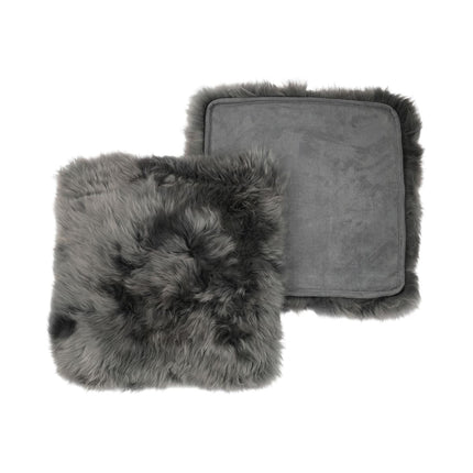 Seat Cover | With Backing | Long Wool | New Zealand | 40x40 cm Steel