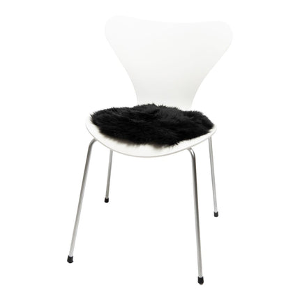 Long Wool Sheepskin | Seat Cover | 2 Pack | ø35 cm Black