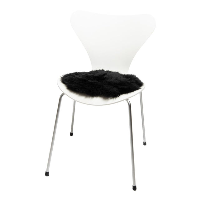 Long Wool Sheepskin | Seat Cover | 2 Pack | ø35 cm Black