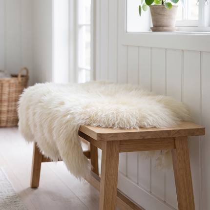 Icelandic Sheepskin | Long Wool | 90 cm Natural Creamy White