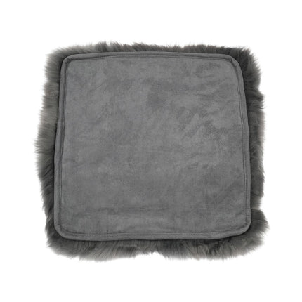 Seat Cover | With Backing | Long Wool | New Zealand | 40x40 cm Steel