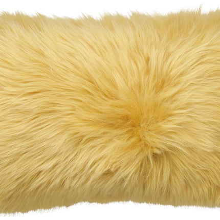 Long-Wool Sheepskin Cushion | Doublesided | New Zealand | 25x50 cm Coral Yellow