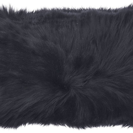 Long-Wool Sheepskin Cushion | Doublesided | New Zealand | 25x50 cm Black