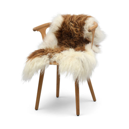 Icelandic Sheepskin | Long Wool | 90 cm Brown/White