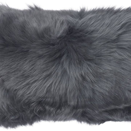 Long-Wool Sheepskin Cushion | Doublesided | New Zealand | 25x50 cm Steel