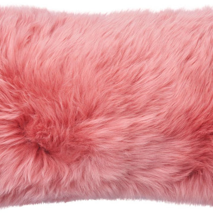 Long-Wool Sheepskin Cushion | Doublesided | New Zealand | 25x50 cm Coral Peach