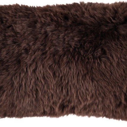 Long-Wool Sheepskin Cushion | Doublesided | New Zealand | 25x50 cm Chocolate