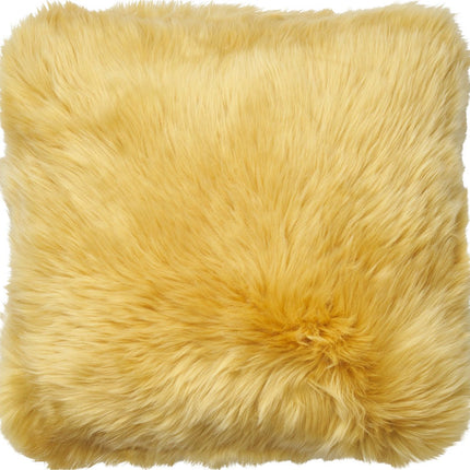 Long-Wool Sheepskin Cushion | Doublesided | New Zealand | 45x45 cm Coral Yellow
